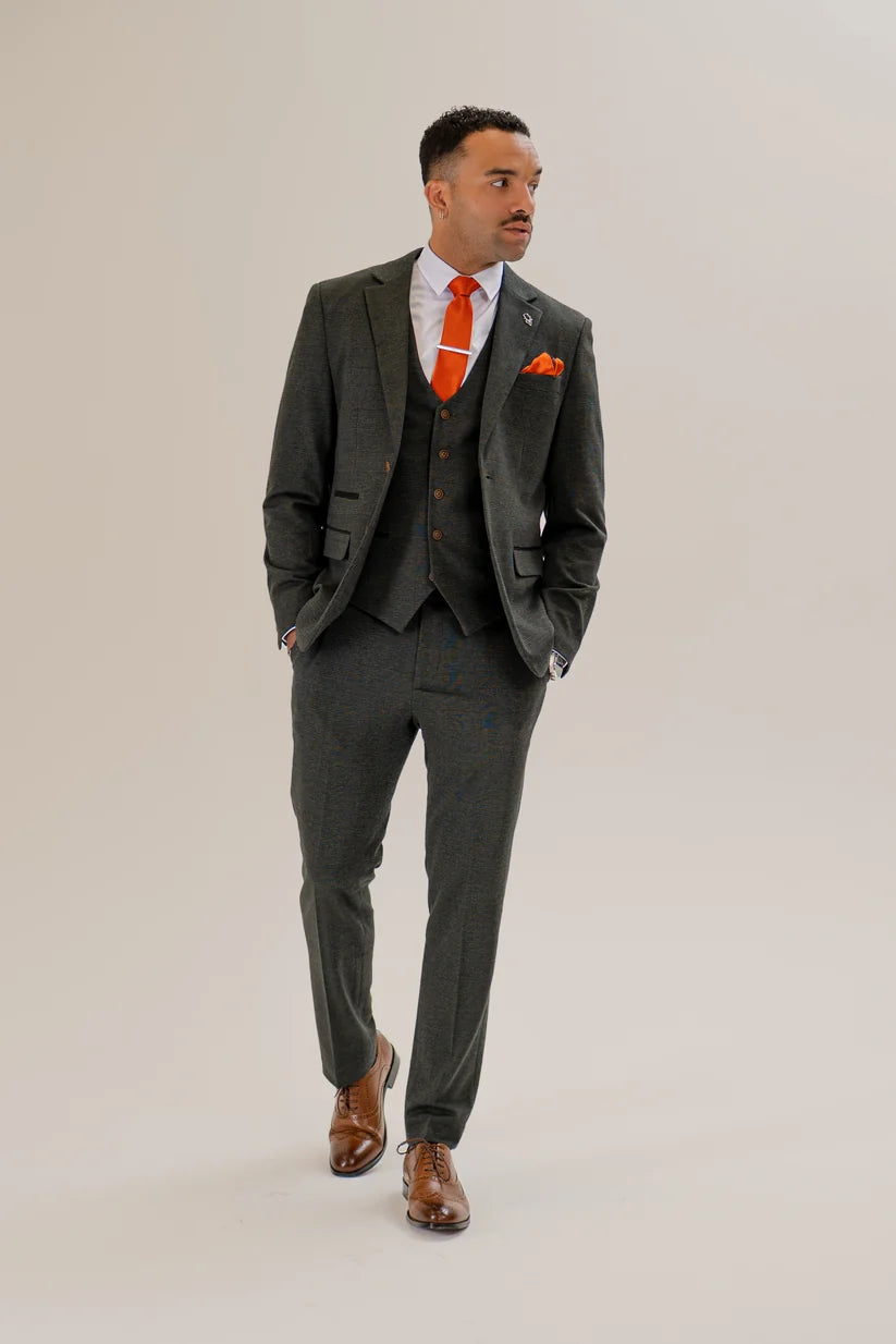 Charles Grey Arthur Check Waistcoat - Olive Green