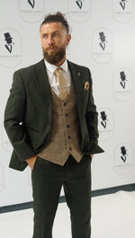 Charles Grey Attenborough Tweed Trouser - Olive Green