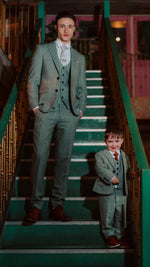 Charles Grey Fenwick Kids 3 Piece Tweed Suit - Sage Green