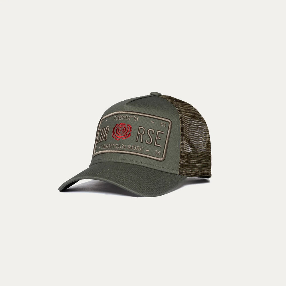 Christian Rose Iconic II Trucker Cap Red Rose - Olive