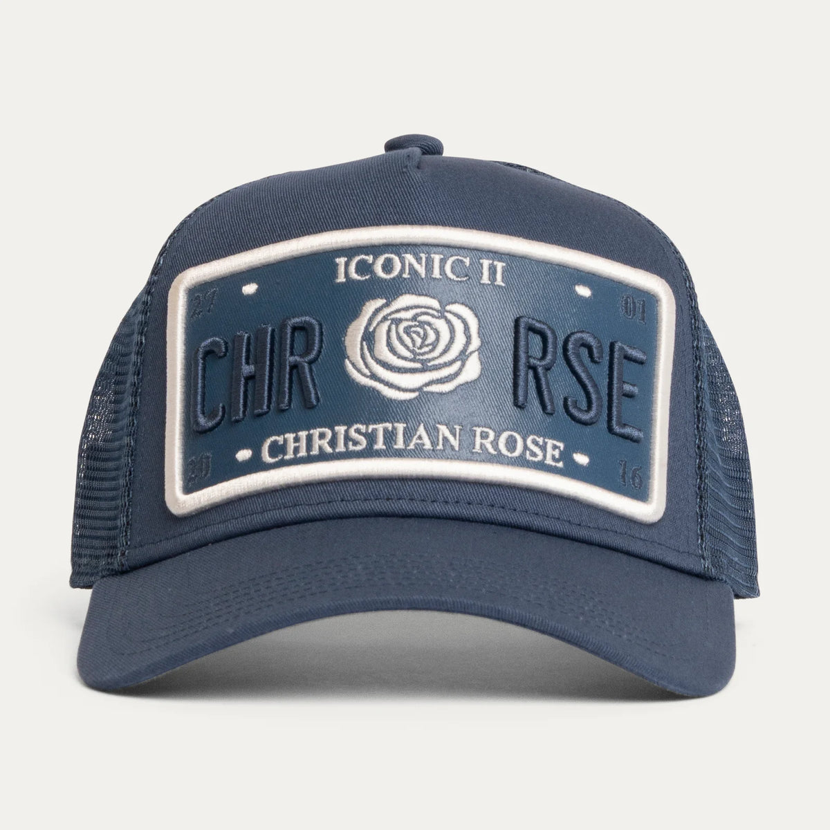 Christian Rose Iconic II vinyl trucker cap - Navy/White