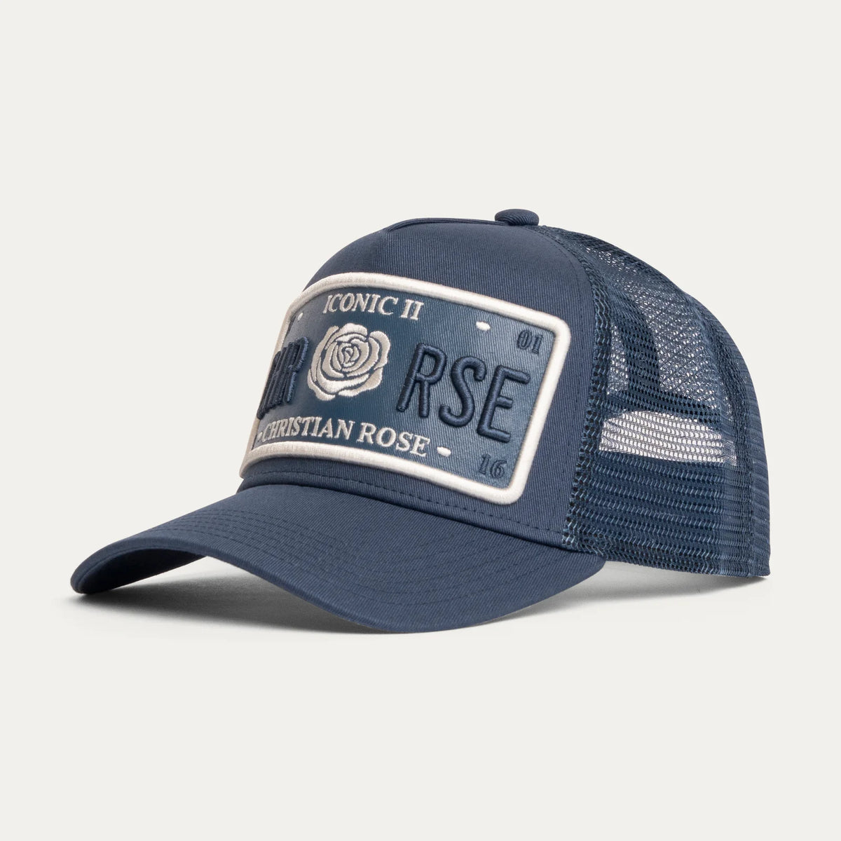 Christian Rose Iconic II vinyl trucker cap - Navy/White