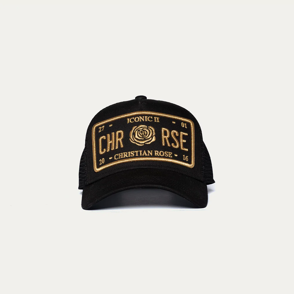 Christian Rose Iconic II Trucker Cap - Black / Gold