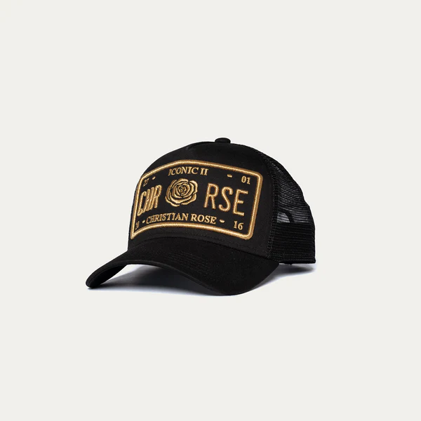 Christian Rose Iconic II Trucker Cap - Black / Gold