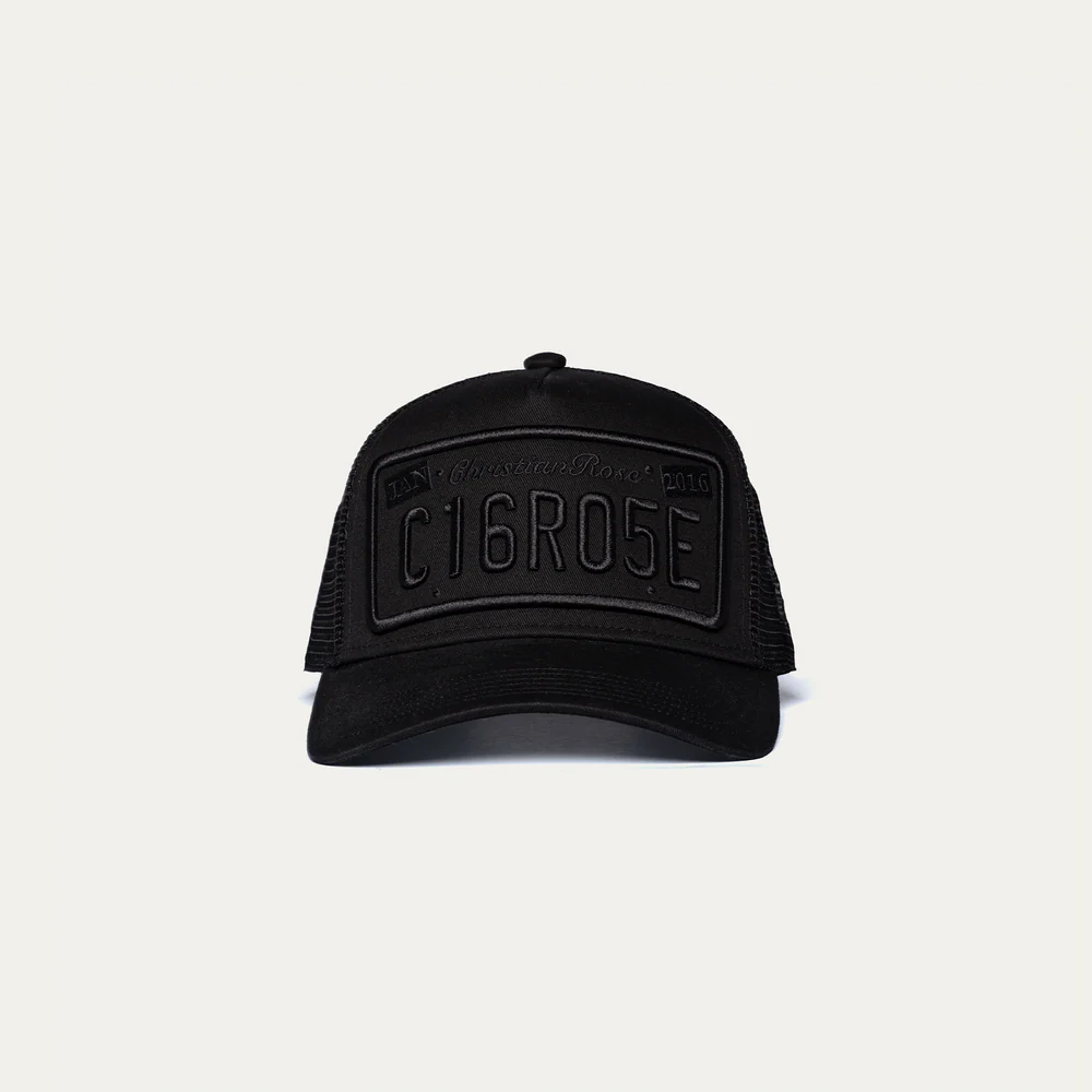 Christian Rose Private plate trucker cap - Black/Black