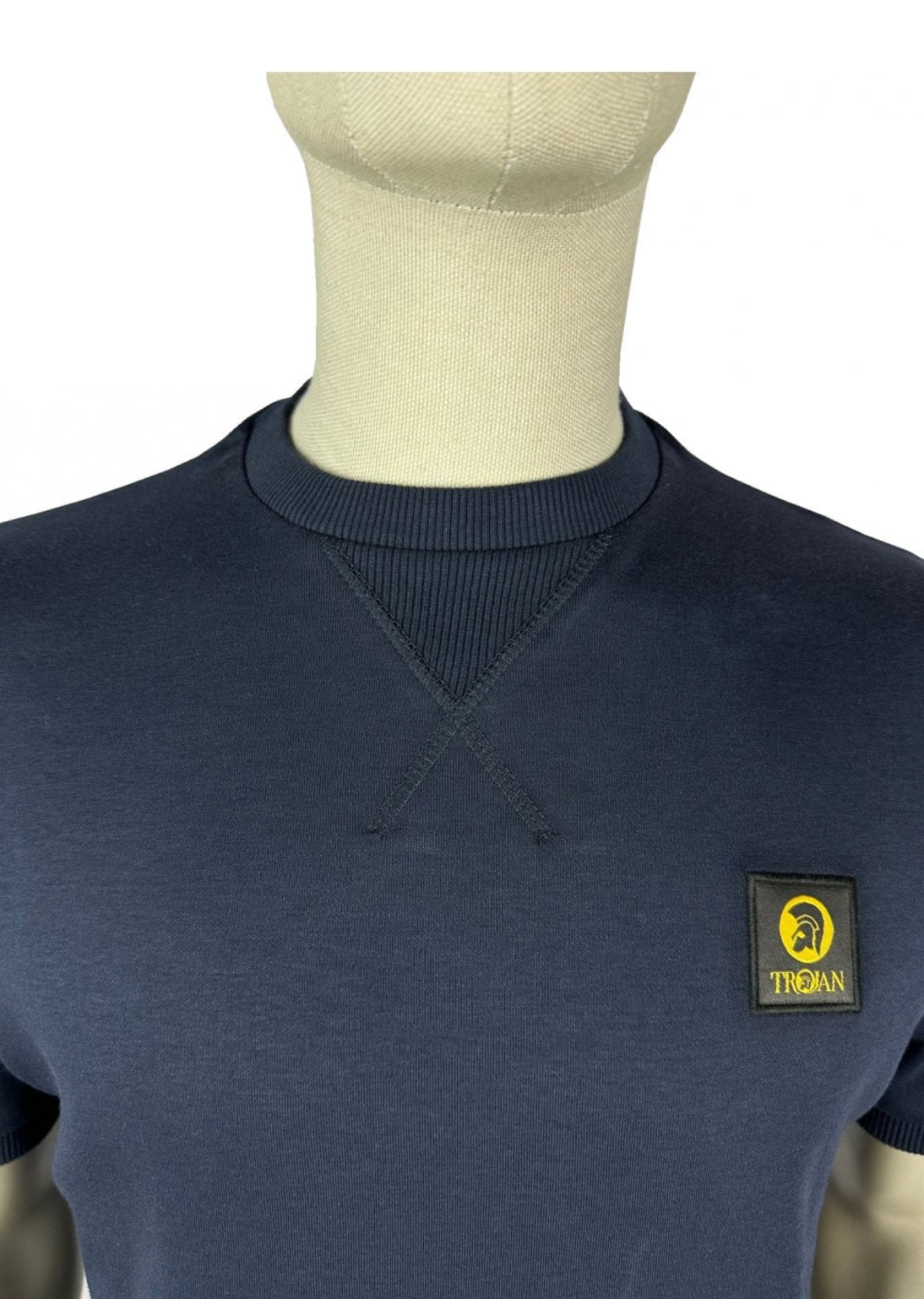 Trojan Heavy Interlock Badged Tee - Navy Blue