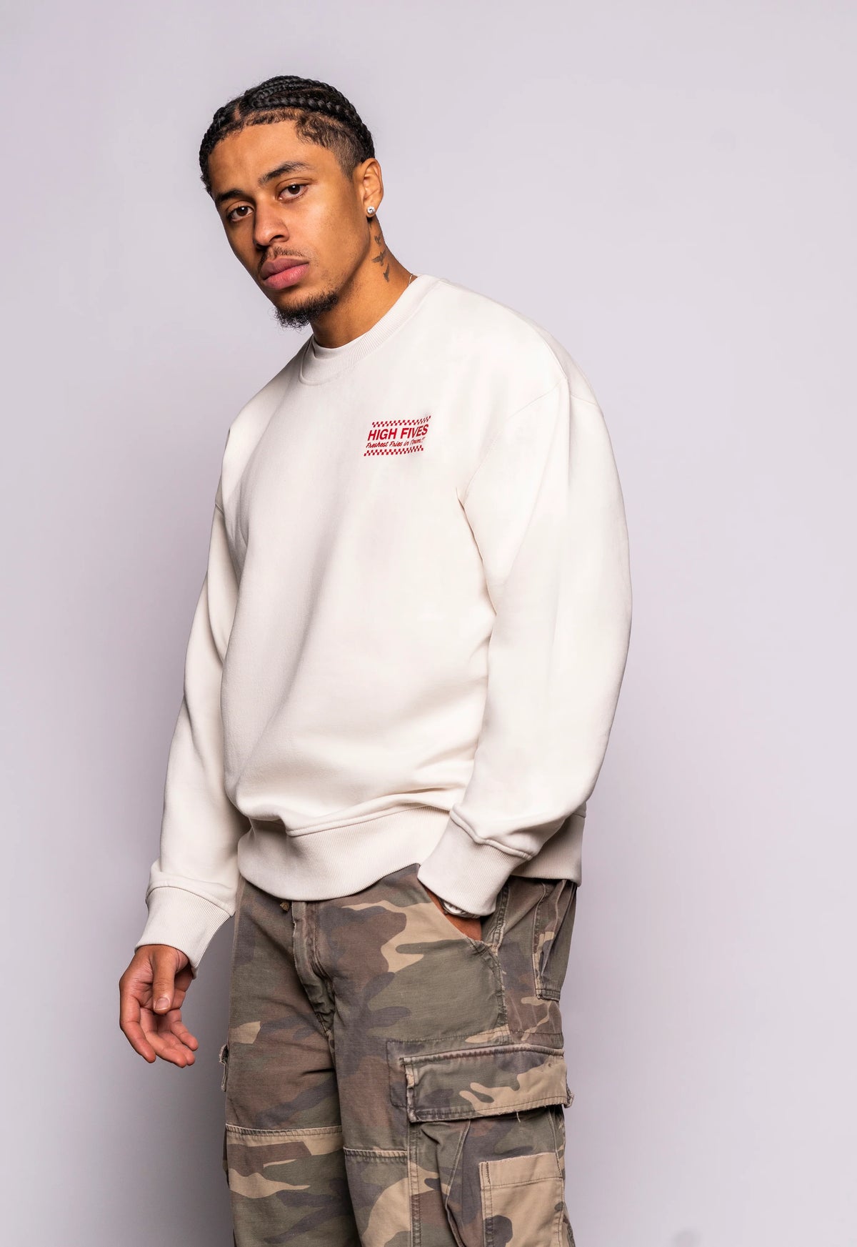 Fresh Couture High Five Sweatshirt - Ecru