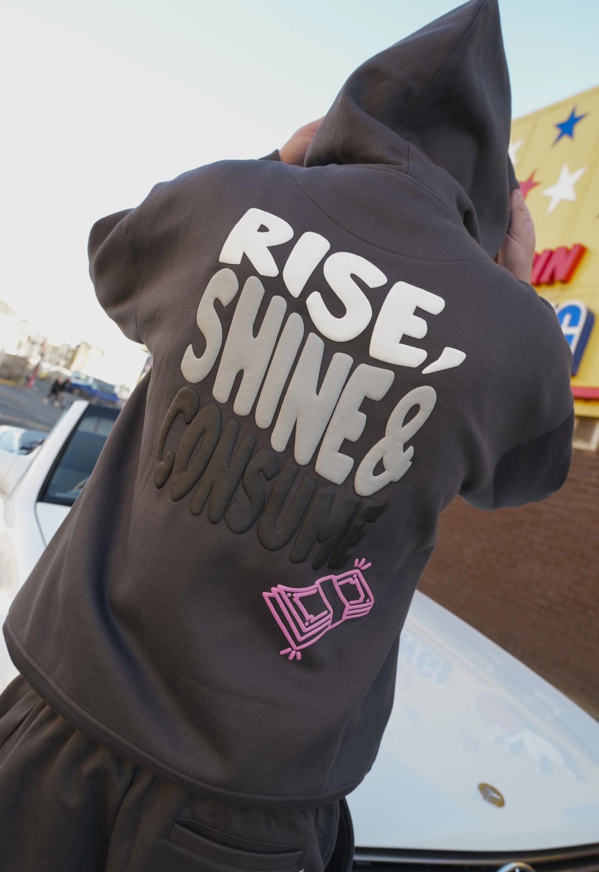 Fresh Couture Rise Hoodie - Charcoal Grey