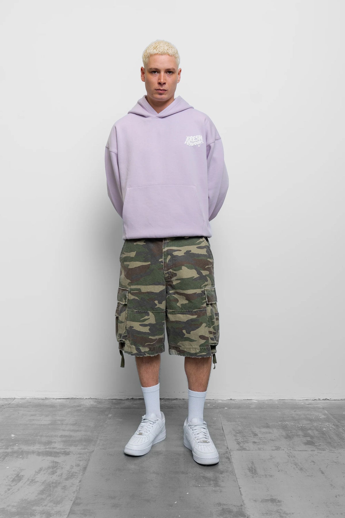 Fresh Couture Fresh Flavours Distressed Cargo Shorts - Camo