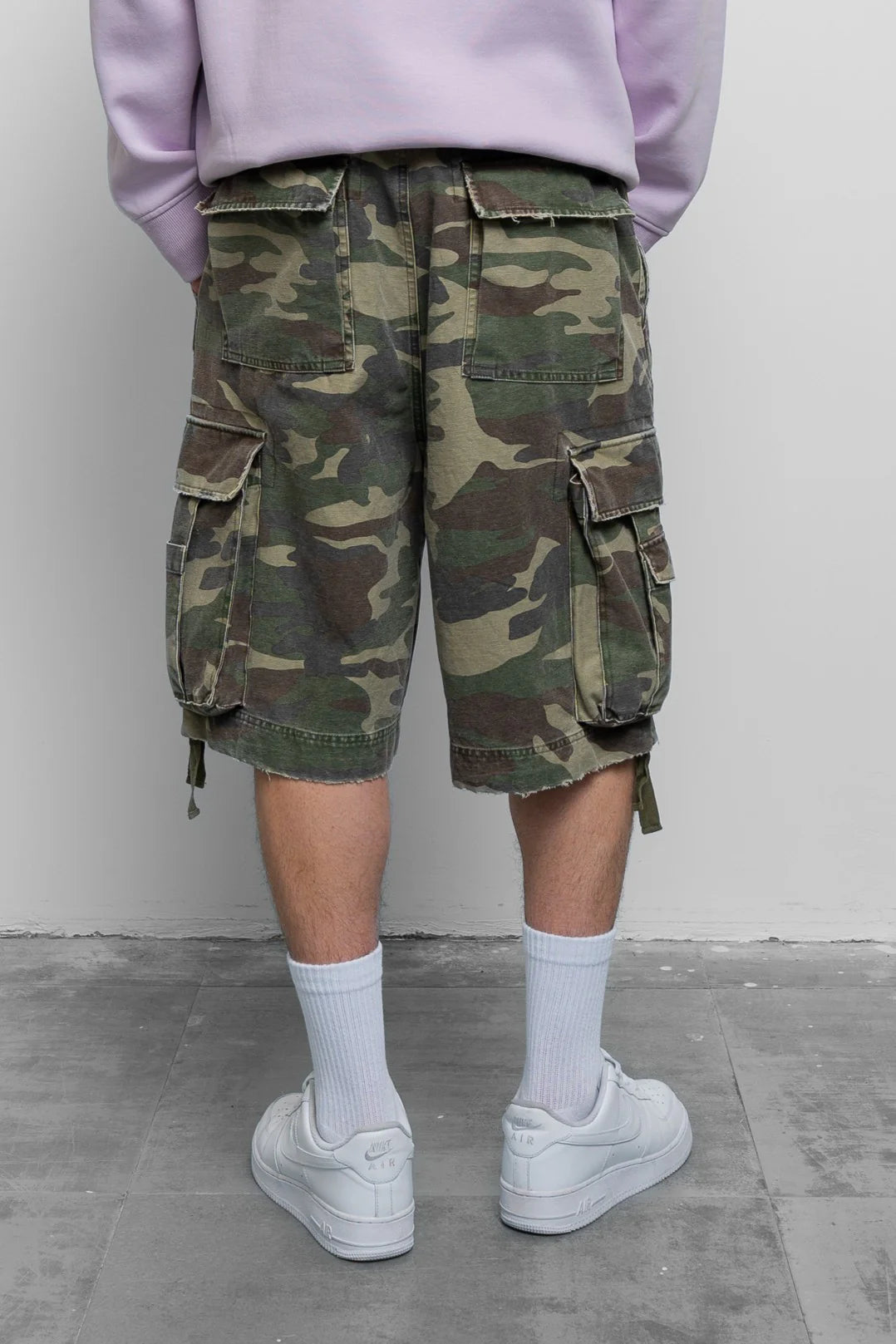 Fresh Couture Fresh Flavours Distressed Cargo Shorts - Camo