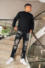 Valere Milano Ginostra Ripped & Paint Splattered Jean - Black