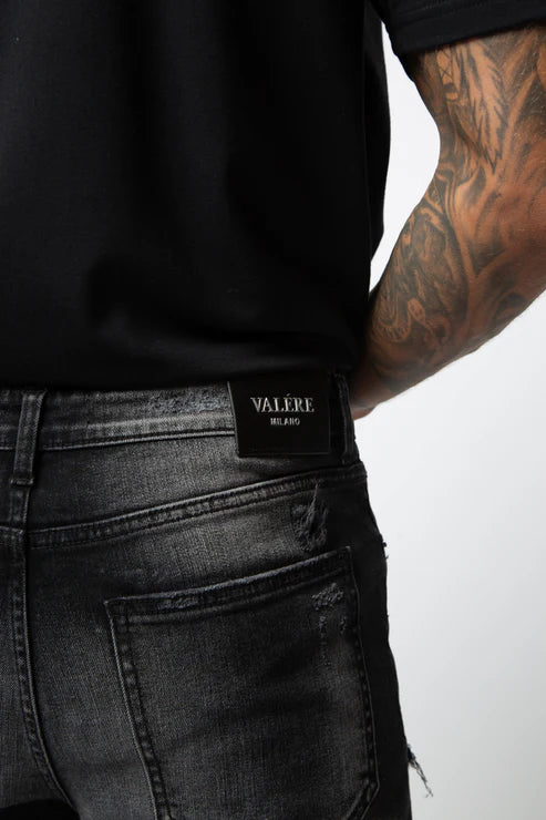 Valere Milano Ginostra Ripped & Paint Splattered Jean - Black