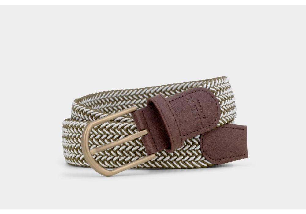 IBEX Repreve Eco Friendly Stretch Belt 9603 - Khaki/ White