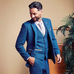 Marc Darcy Dion Check Tweed Waistcoat - Blue