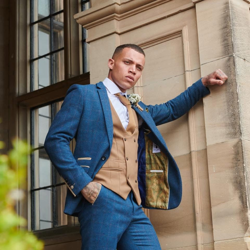 Marc Darcy Dion Check Tweed Blazer - Blue