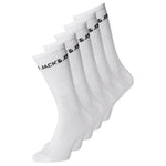 Jack & Jones Basic Logo Tennis Socks 5 Pack - White