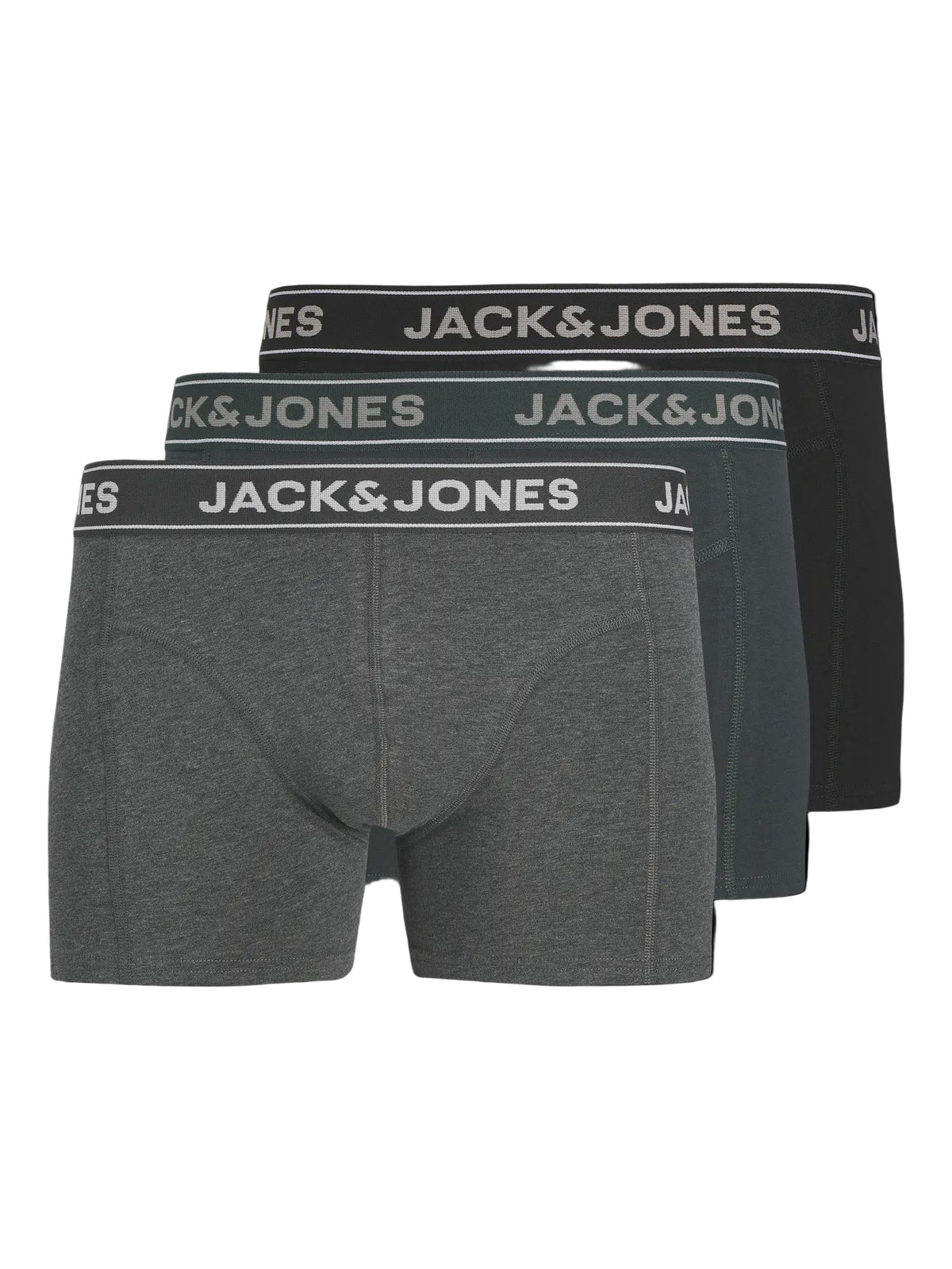 Jack & Jones 3 Pack Boxer Briefs - Dark Grey/ Melange/ Forest River
