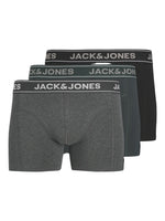 Jack & Jones 3 Pack Boxer Briefs - Dark Grey/ Melange/ Forest River