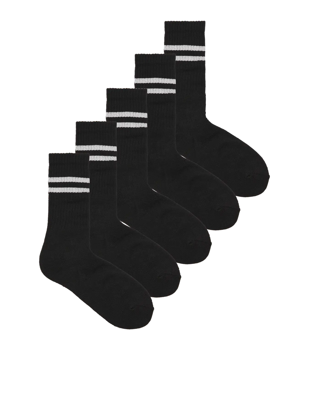 Jack & Jones Regan Stripe Tennis Socks 5 Pack - Black