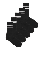 Jack & Jones Regan Stripe Tennis Socks 5 Pack - Black