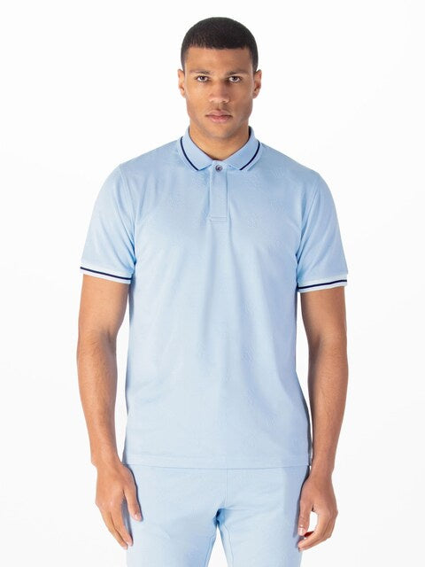 LUKE1977 Saxon textured Polo Shirt - Sky Blue