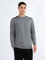LUKE1977 Berwick Knitted Crew Jumper - Marl Grey