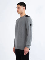 LUKE1977 Berwick Knitted Crew Jumper - Marl Grey