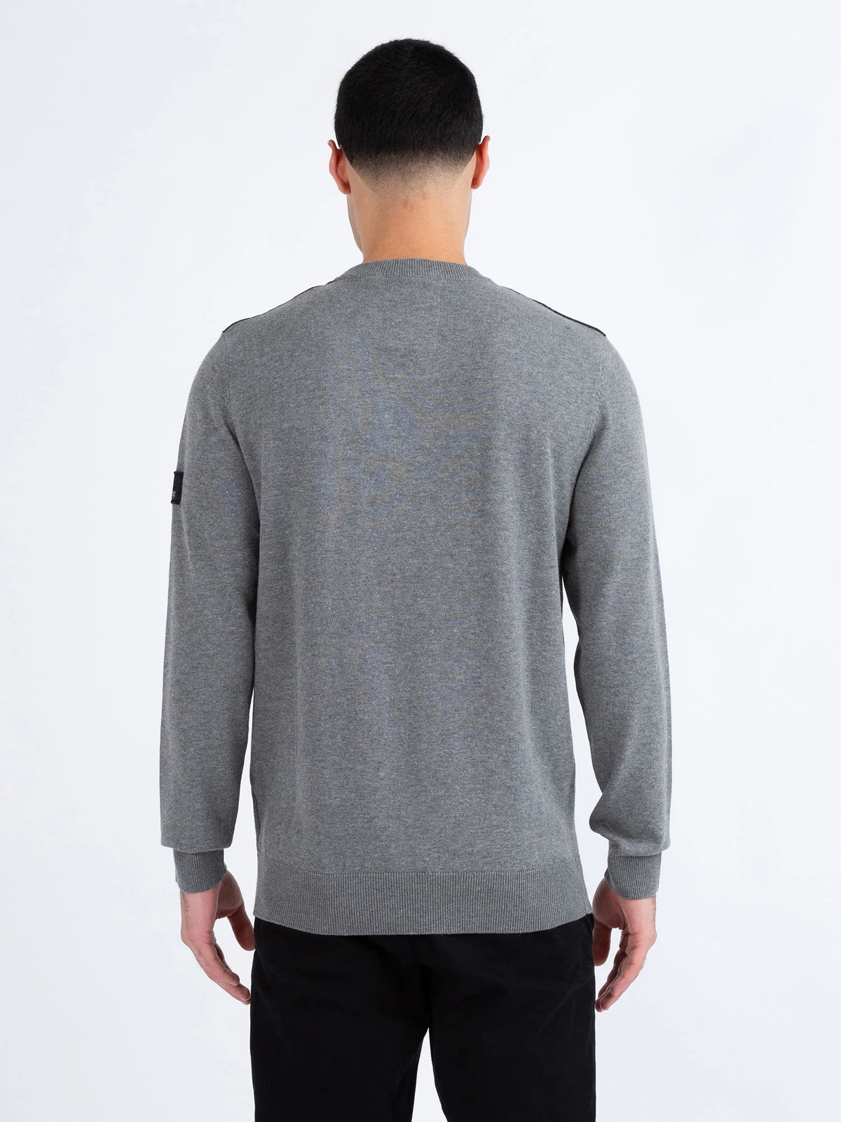 LUKE1977 Berwick Knitted Crew Jumper - Marl Grey
