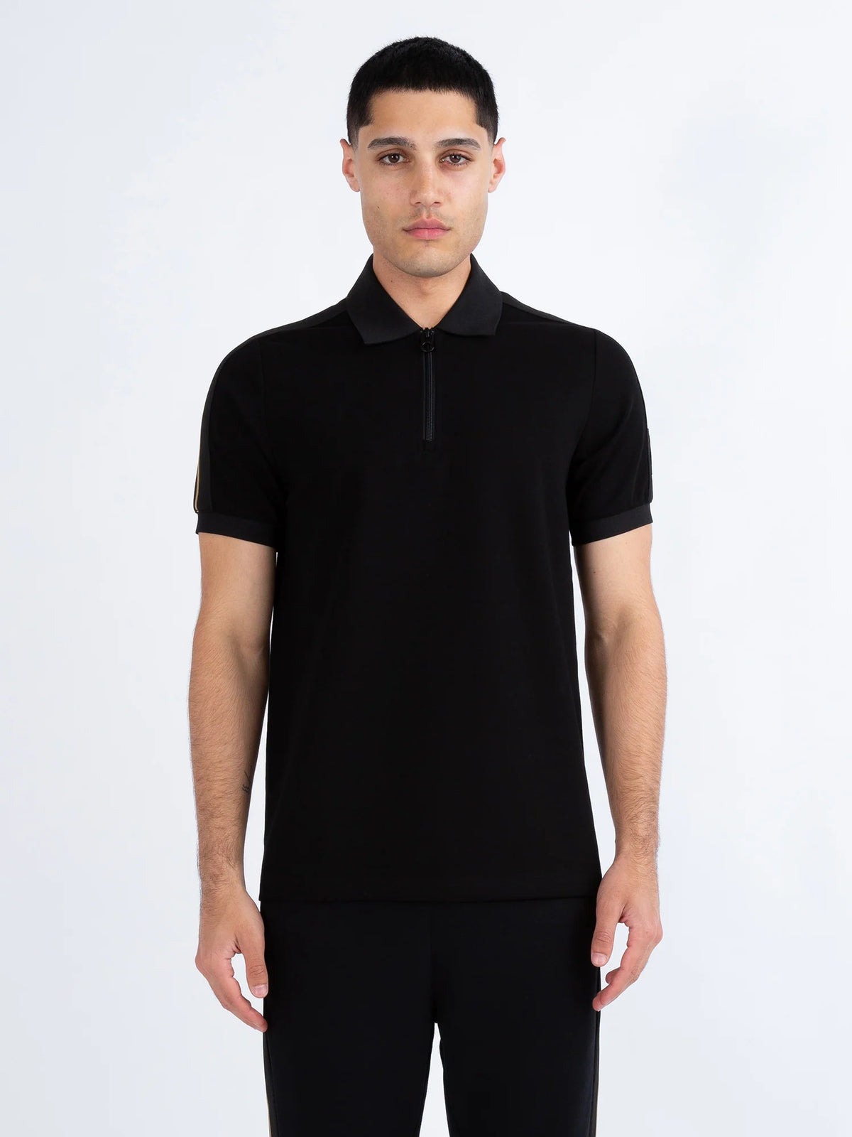 LUKE1977 Caltech Trim Tape Zip Polo - Black