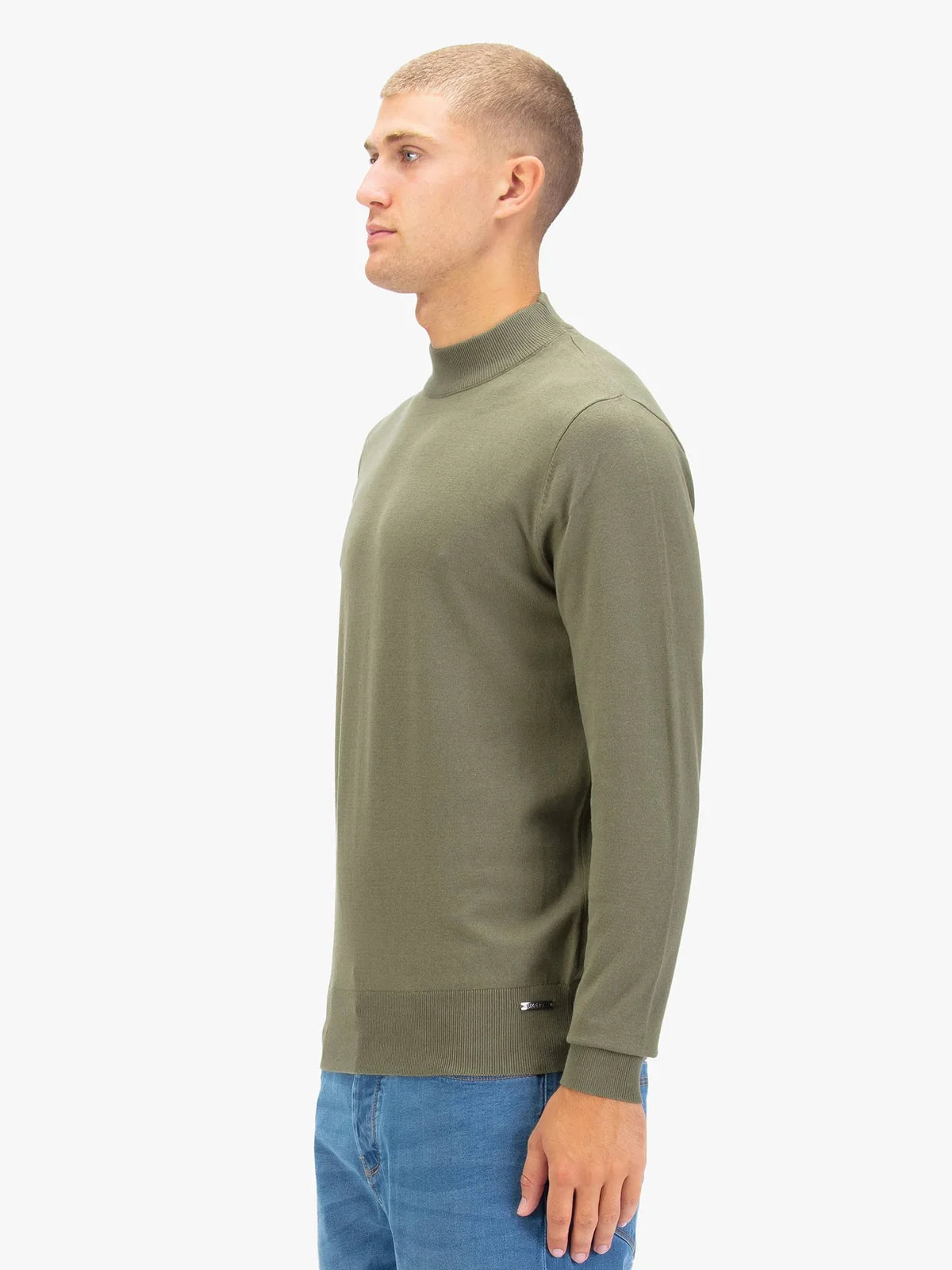 LUKE1977 Jenson Funnel Neck Knitted Jumper - Clover Green