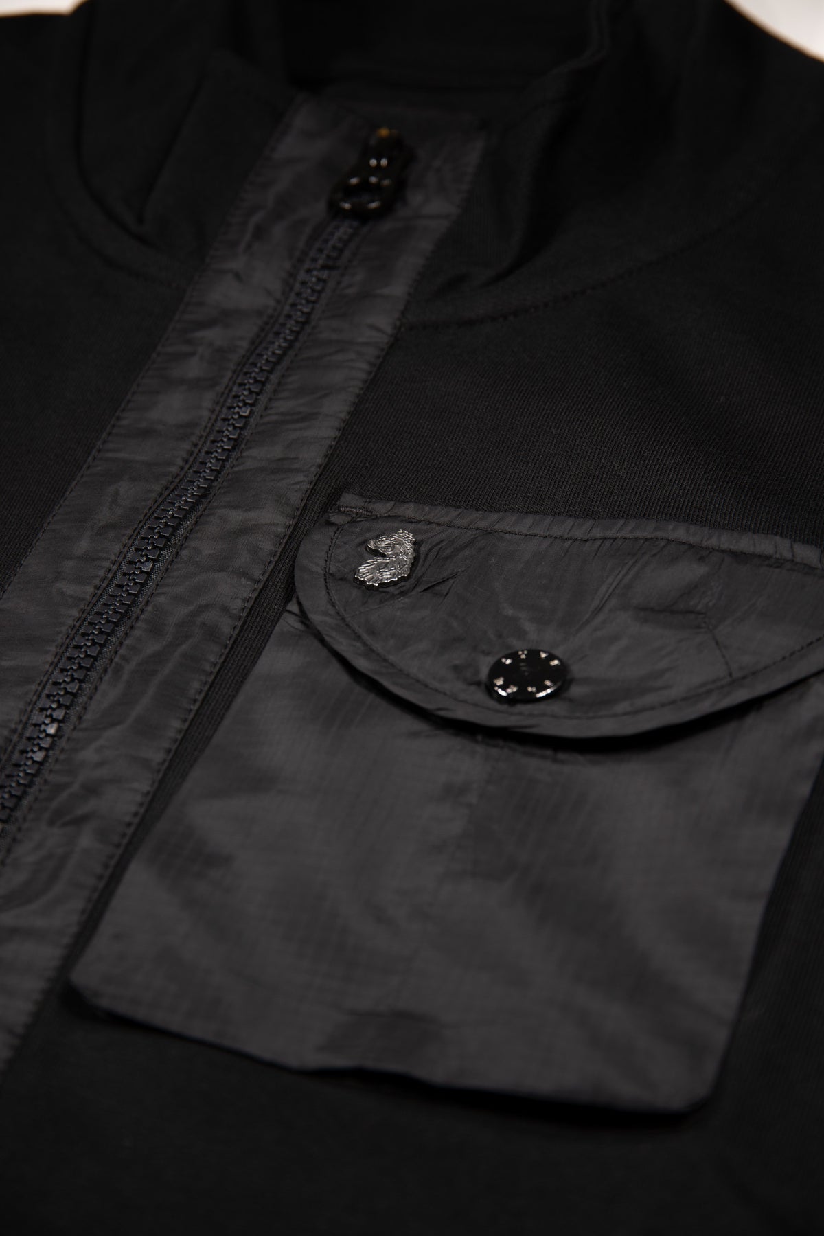 LUKE1977 Sutton Ontrast Pocket Full Zip Funnel Neck - Black
