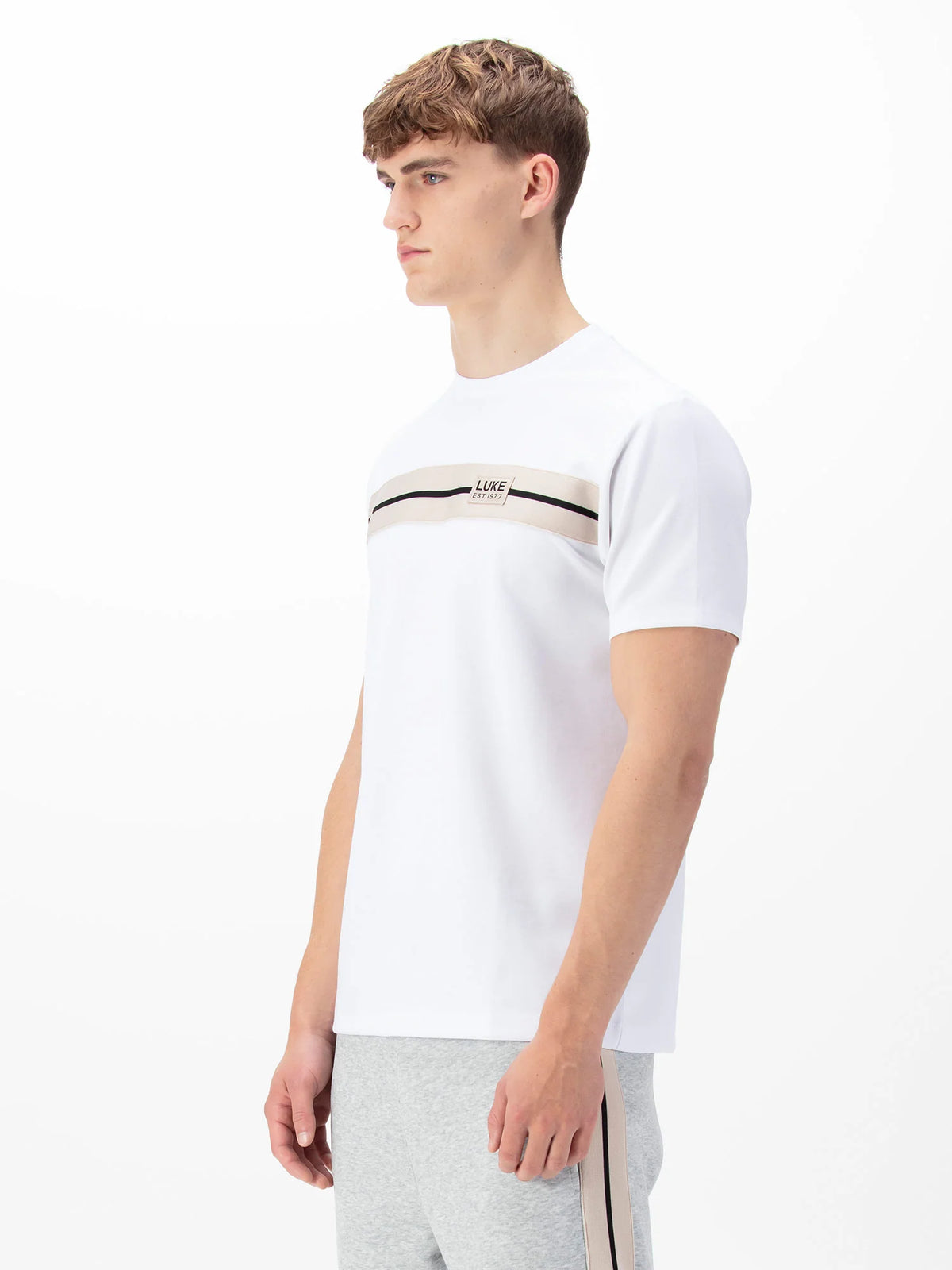 LUKE 1977 Hopkins Chest Tape T-Shirt - White/Stone