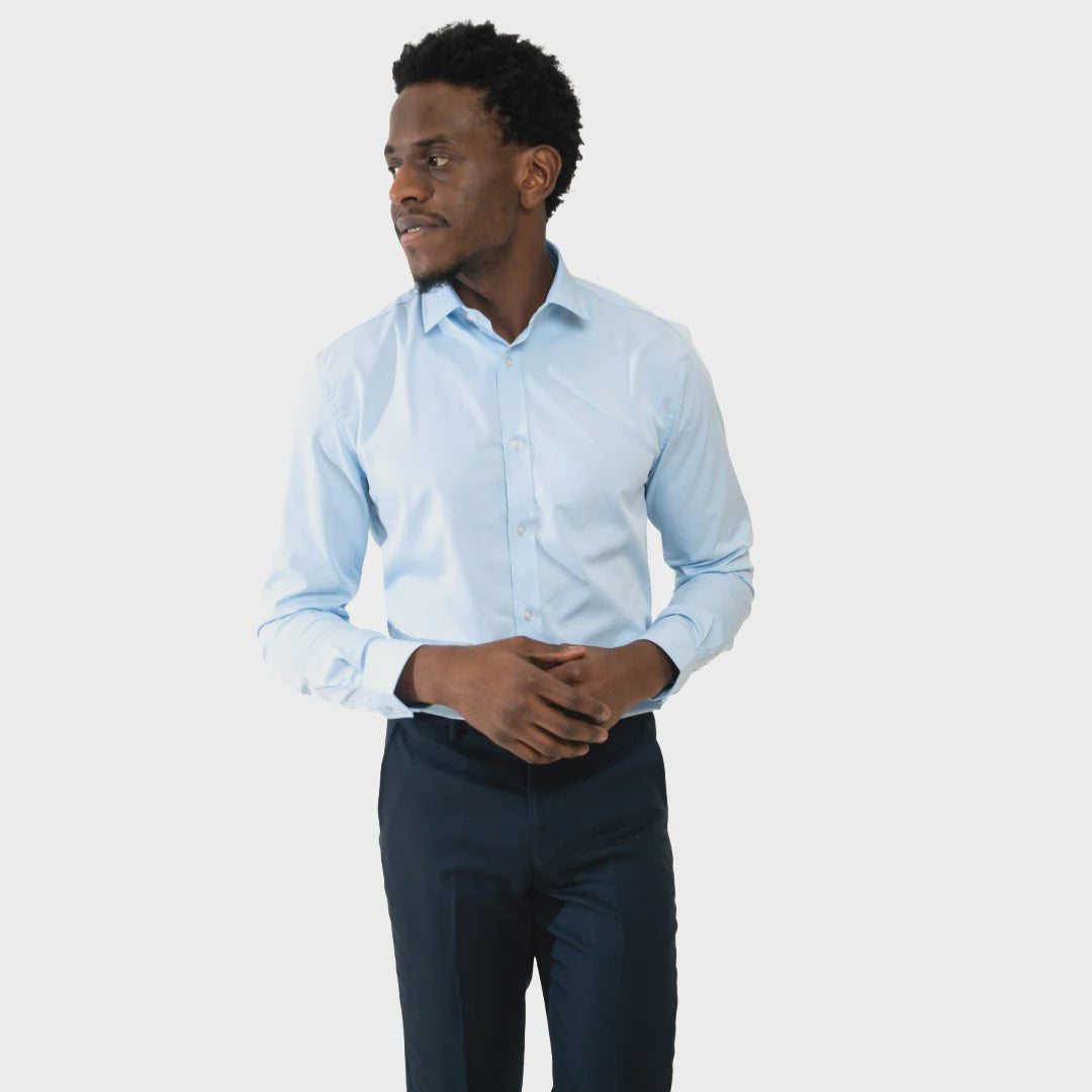 Louie Bamboo Stretch Long Sleeve Shirt Sky Blue