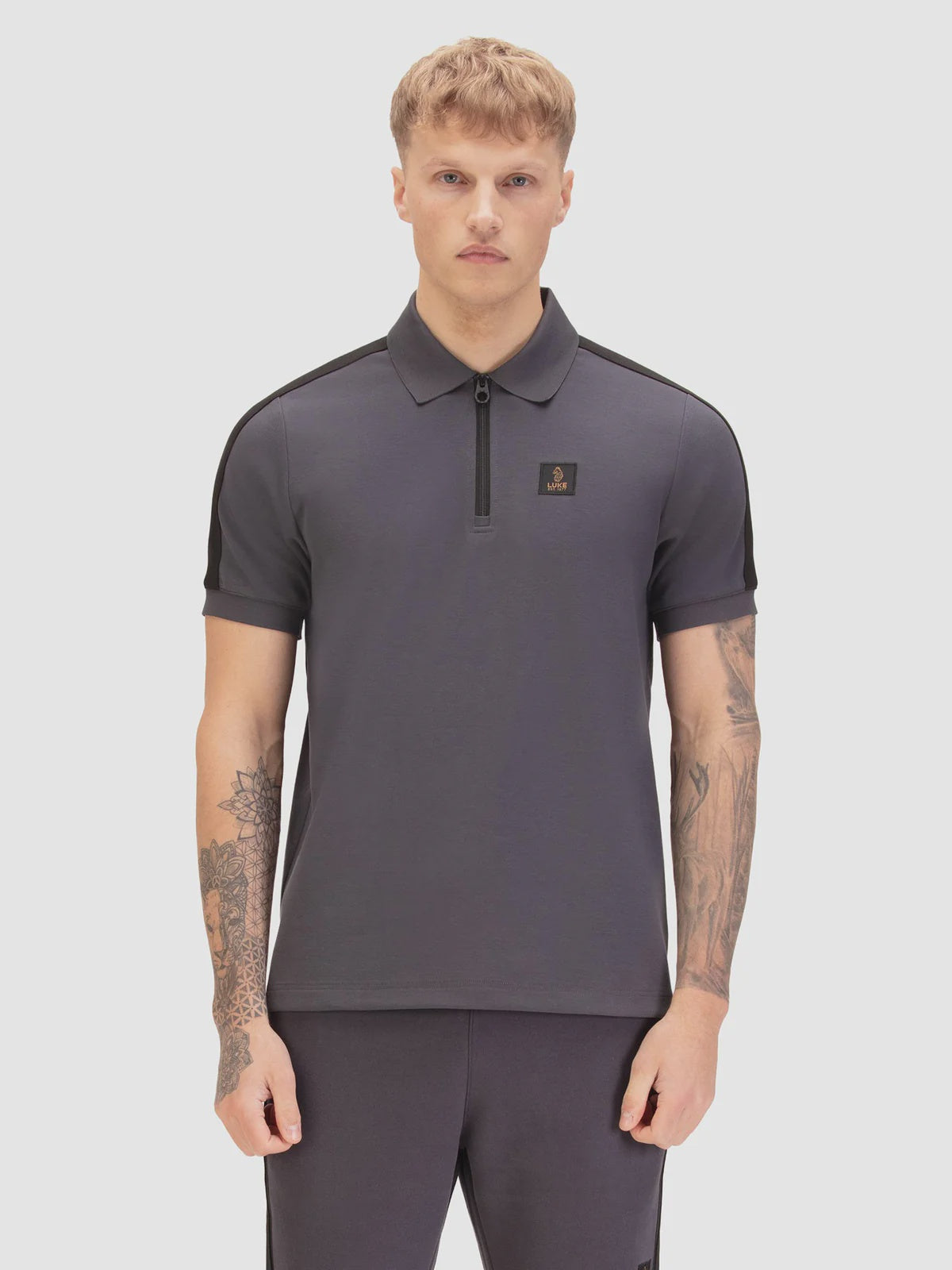 Luke1977 Caltech 1000 Zip Polo Shirt - Charcoal