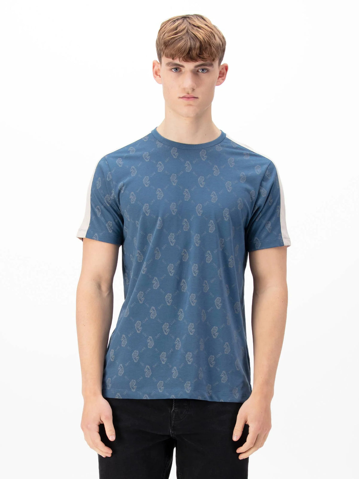 Luke1977 Ramos Overprint T-Shirt - Denim Blue