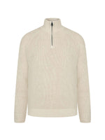 Luke 1977 Watton Plated 1/4 Zip Knitted Jumper - Stone