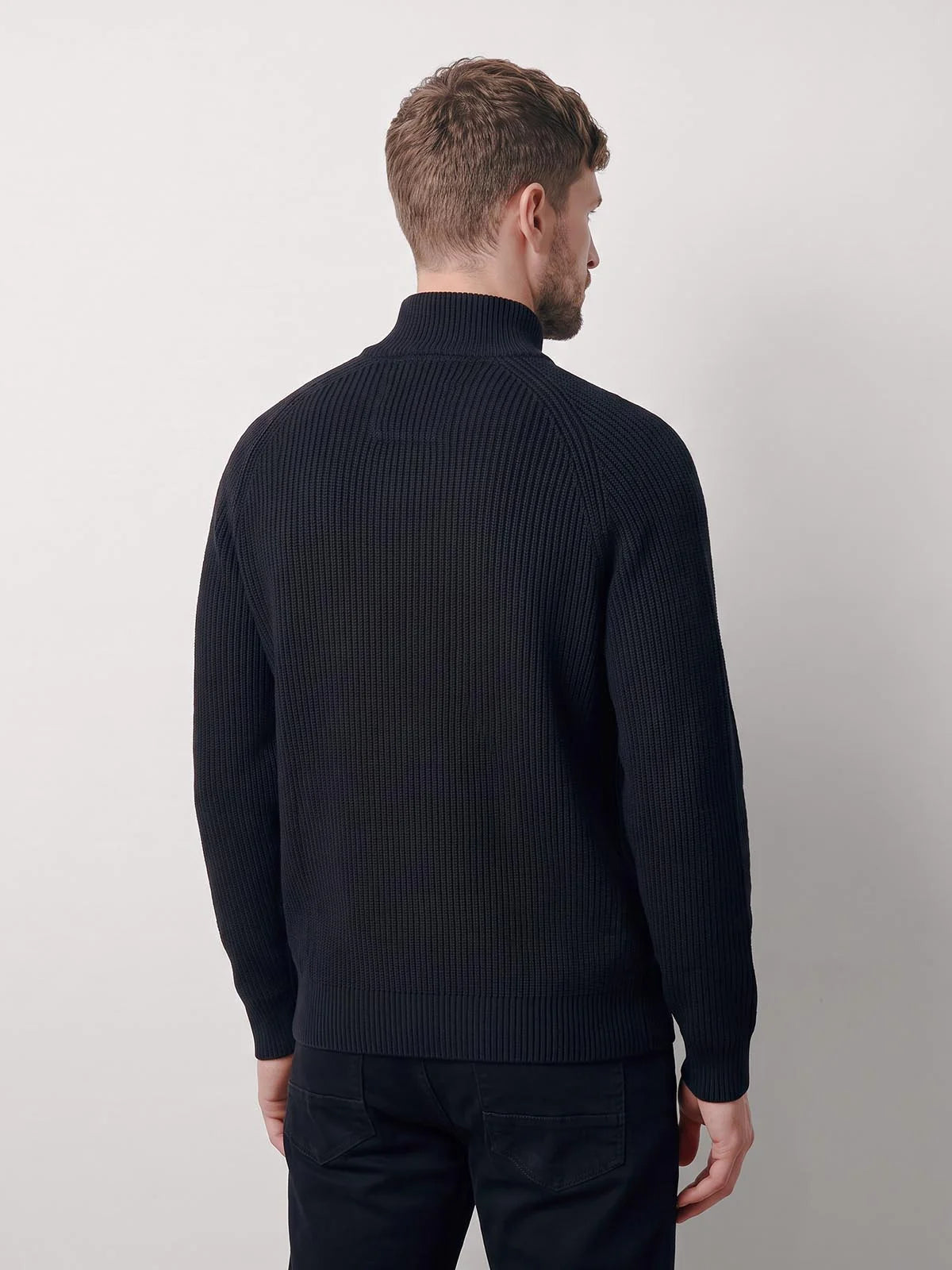 Luke 1977 Watton Plated 1/4 Zip Knitted Jumper - Black