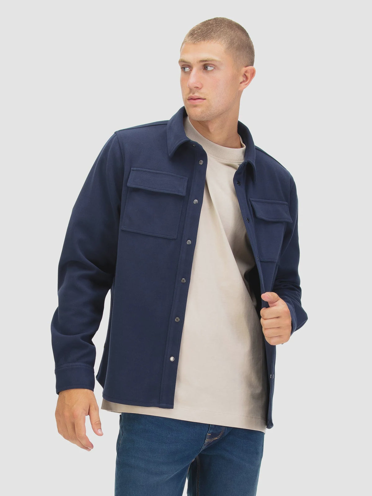 Luke 1977 Ettrick Soft Overshirt - Navy Blue