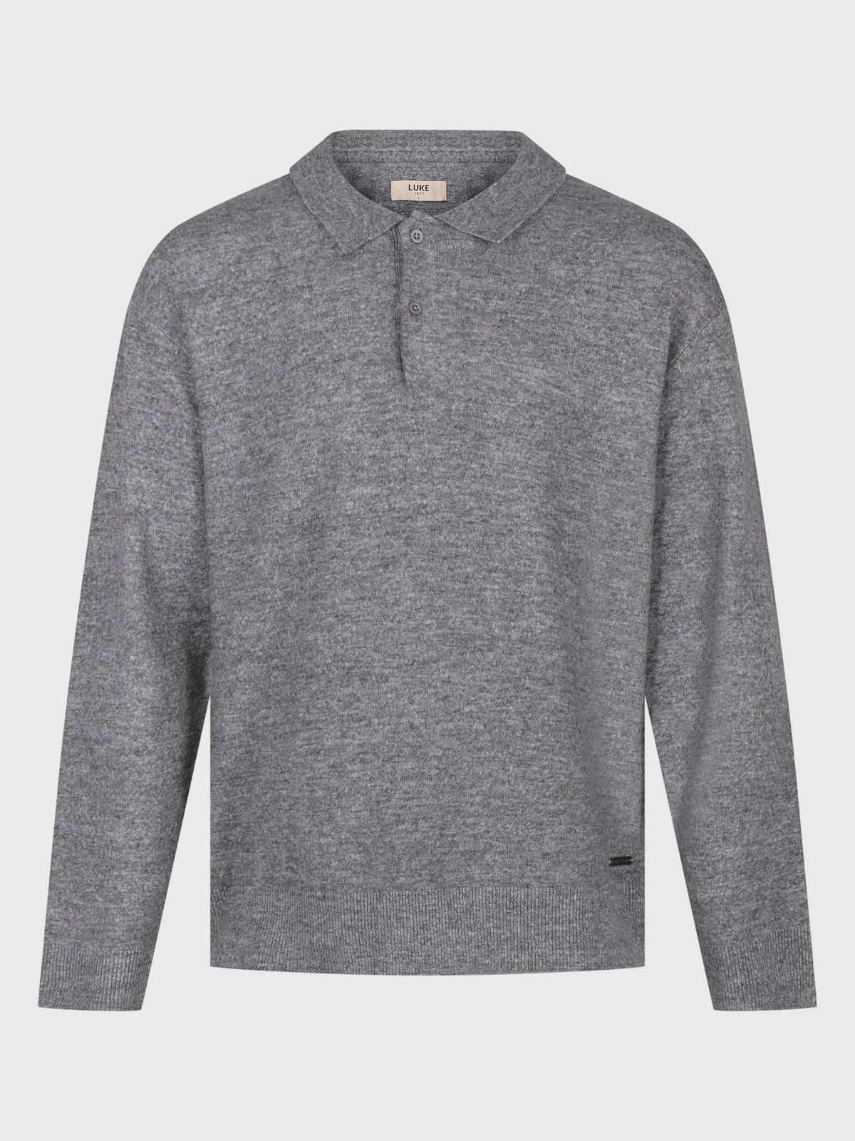 Luke 1977 Kingsbridge Long Sleeve Polo Shirt - Mid Mrl Grey