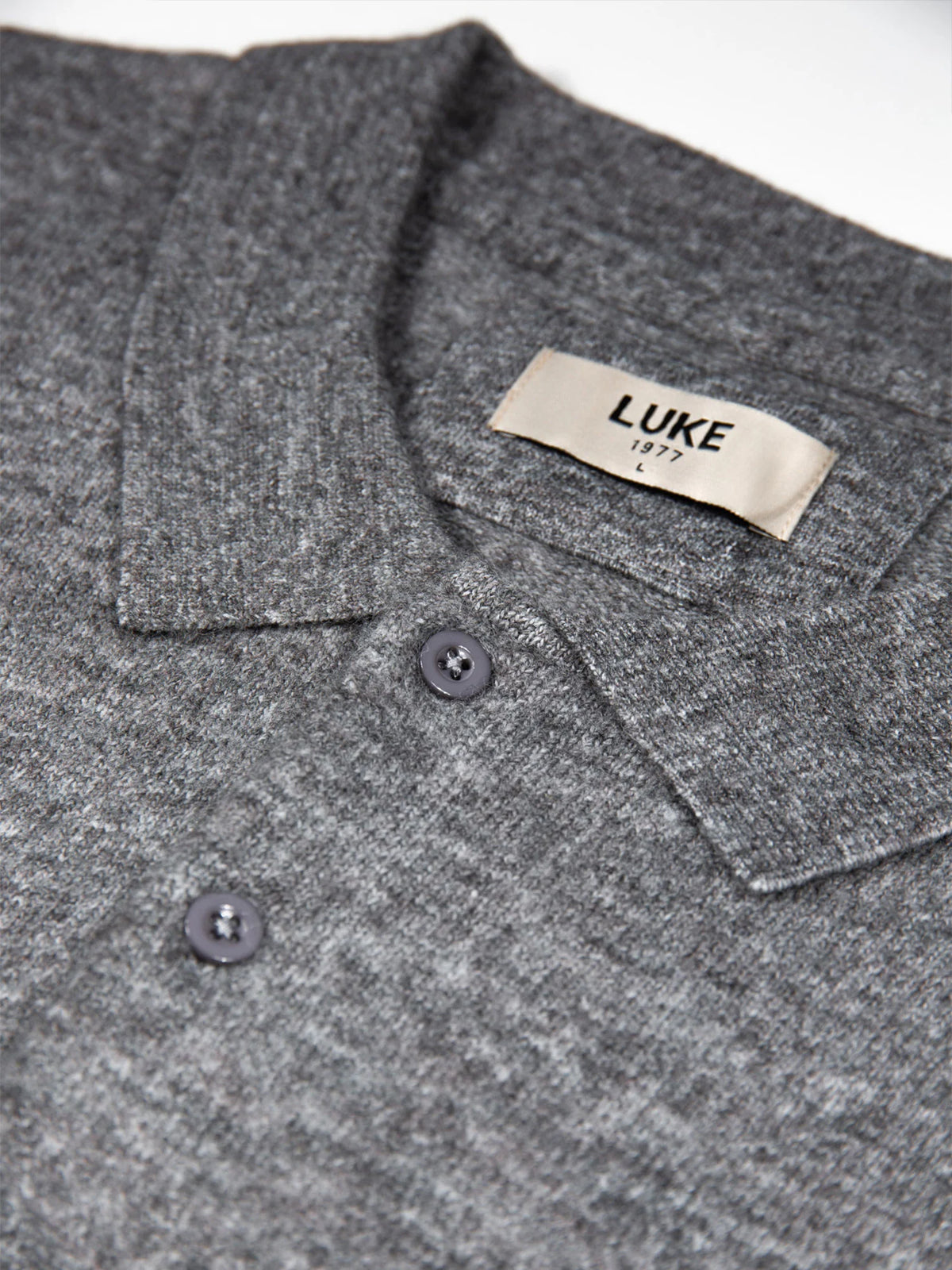 Luke 1977 Kingsbridge Long Sleeve Polo Shirt - Mid Mrl Grey