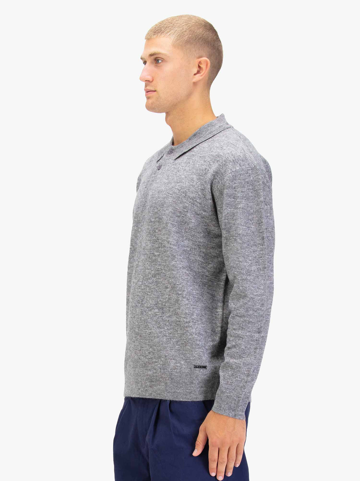 Luke 1977 Kingsbridge Long Sleeve Polo Shirt - Mid Mrl Grey