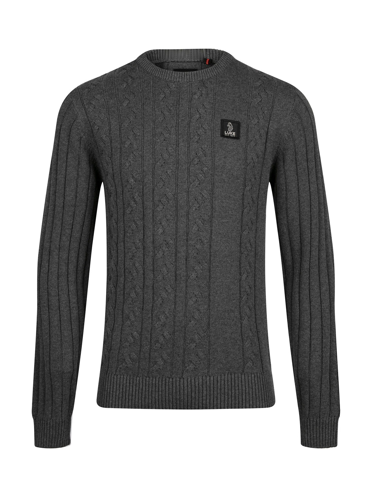 Luke 1977 Mitcham Cable Knit Jumper - Charcoal