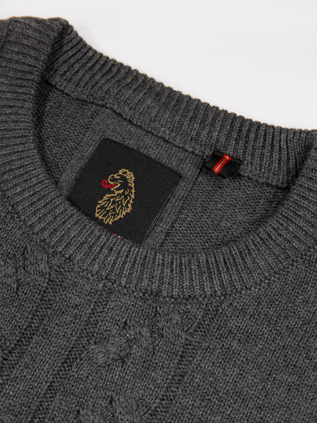 Luke 1977 Mitcham Cable Knit Jumper - Charcoal