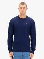Luke 1977 Mitcham Cable Knit Jumper - Navy