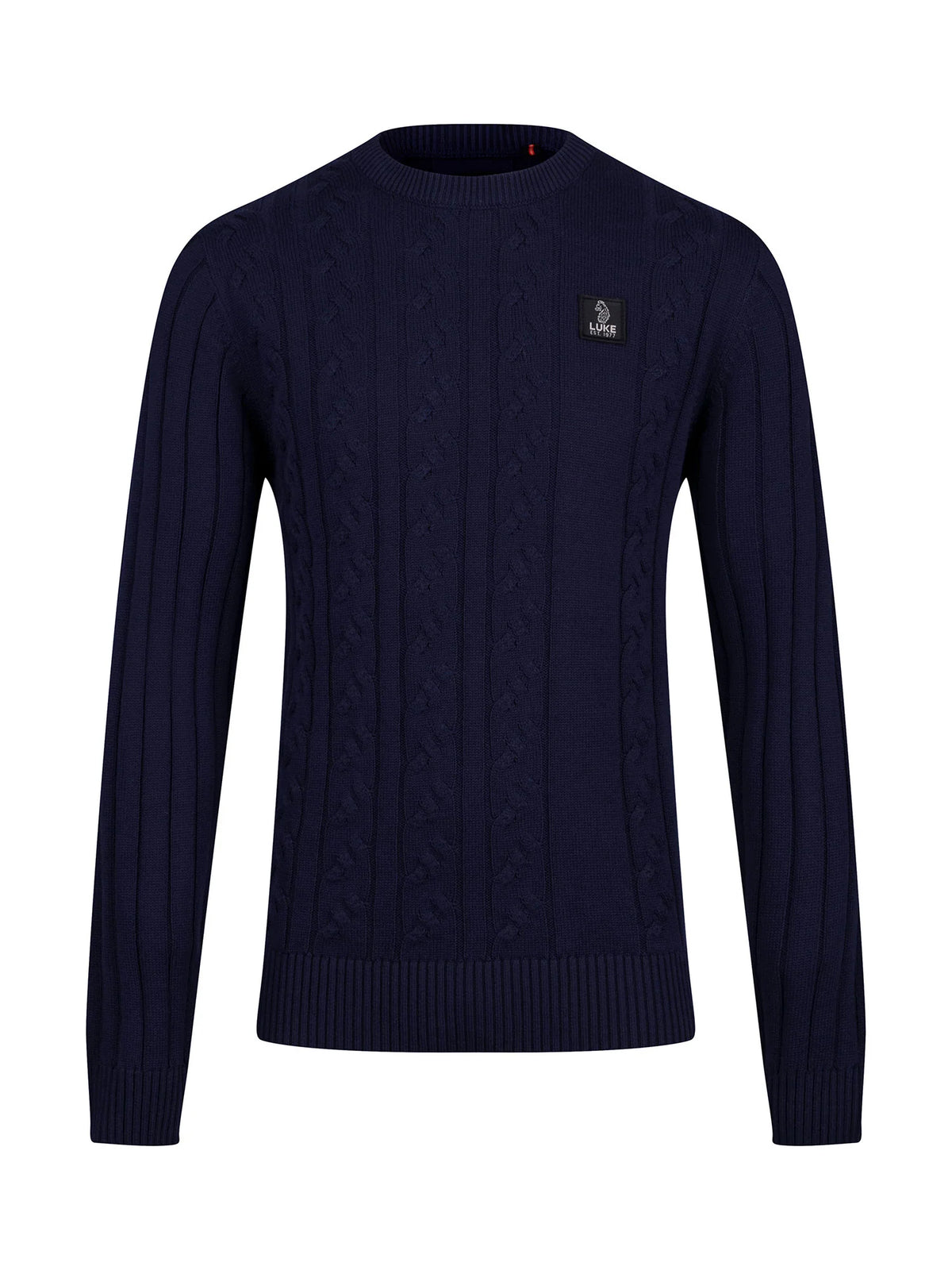 Luke 1977 Mitcham Cable Knit Jumper - Navy