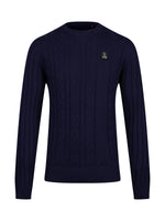 Luke 1977 Mitcham Cable Knit Jumper - Navy