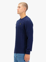 Luke 1977 Mitcham Cable Knit Jumper - Navy