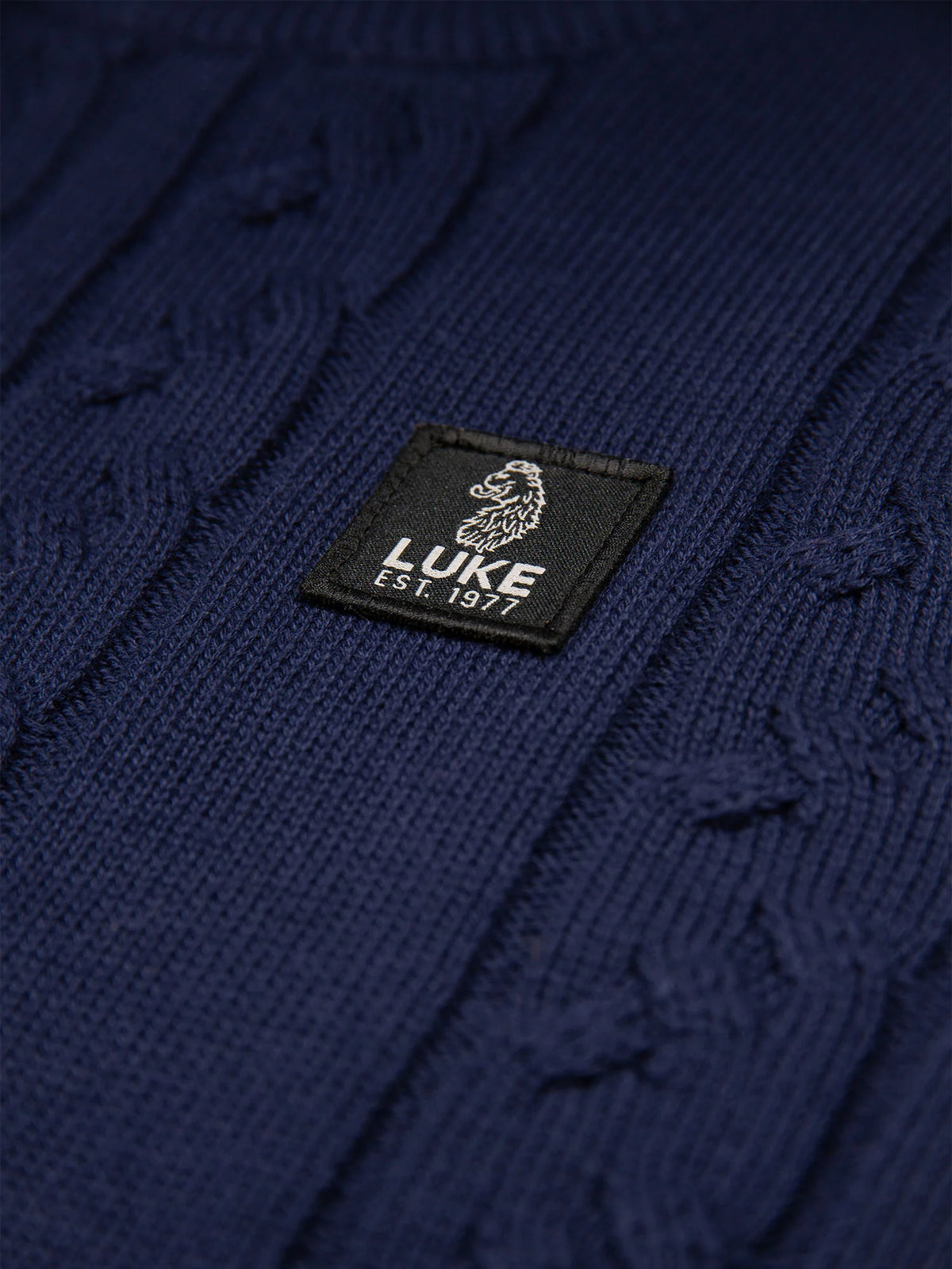 Luke 1977 Mitcham Cable Knit Jumper - Navy
