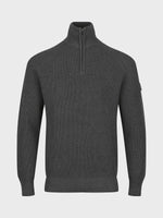 Luke 1977 Watton Plated 1/4 Zip Knitted Jumper - Charcoal