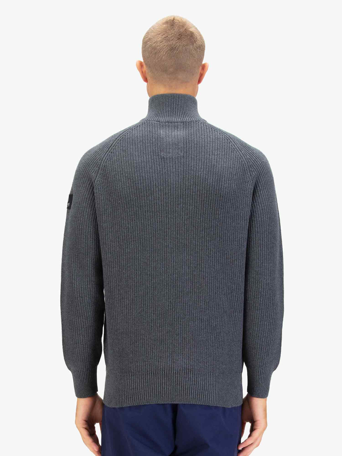 Luke 1977 Watton Plated 1/4 Zip Knitted Jumper - Charcoal